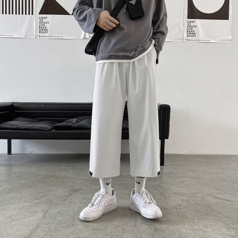 ワイドパンツ メンズ ドレープ感七分丈ワイドパンツ
