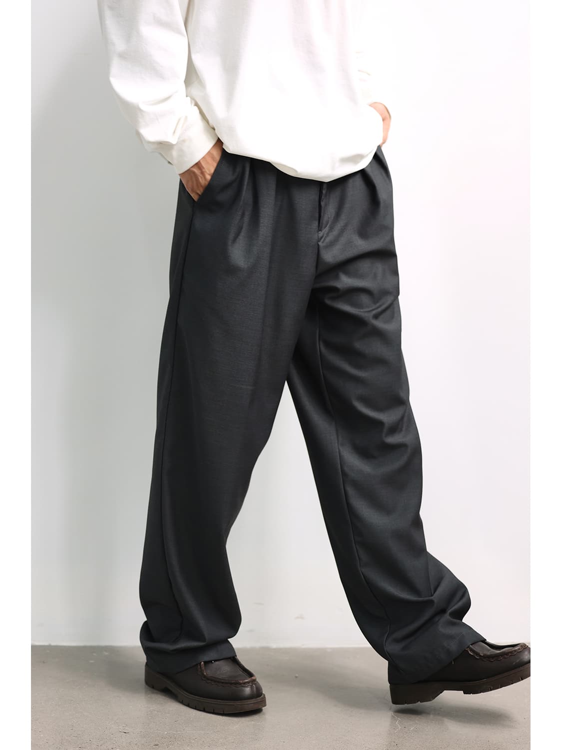 ワイドパンツ メンズ ドレープ感ストレートワイドパンツ