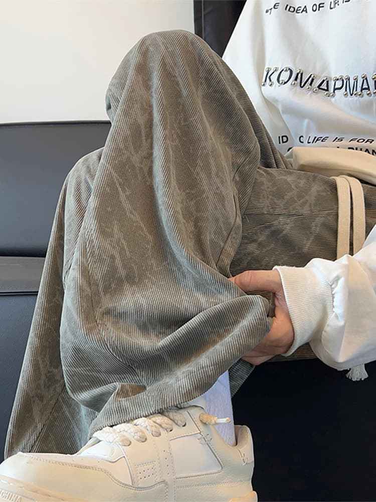ワイドパンツ メンズ コーデュロイワイドパンツ ストレート