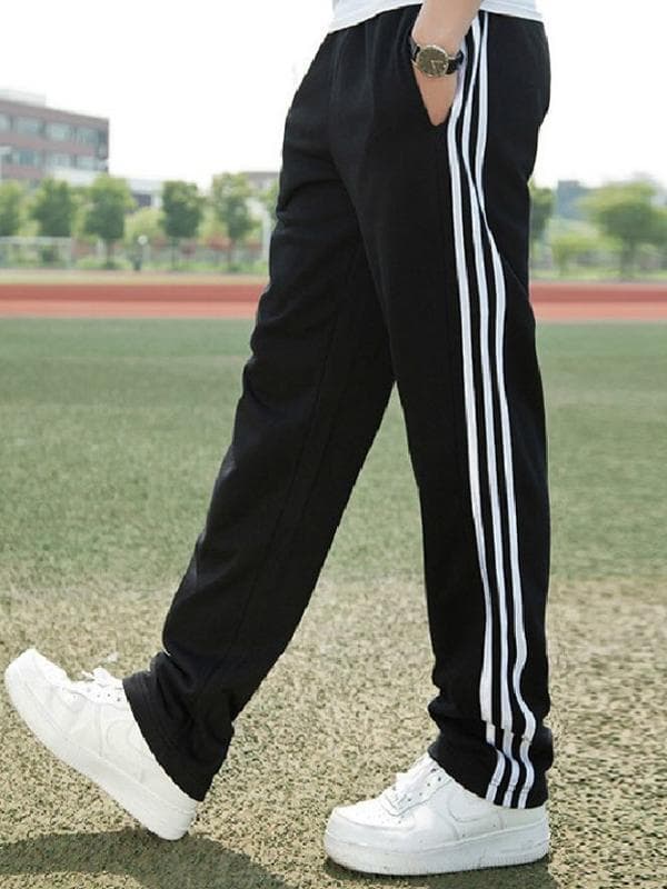 ワイドパンツ メンズ ワイドパンツ メンズ 三本ライン入りゆったりスウェットパンツ