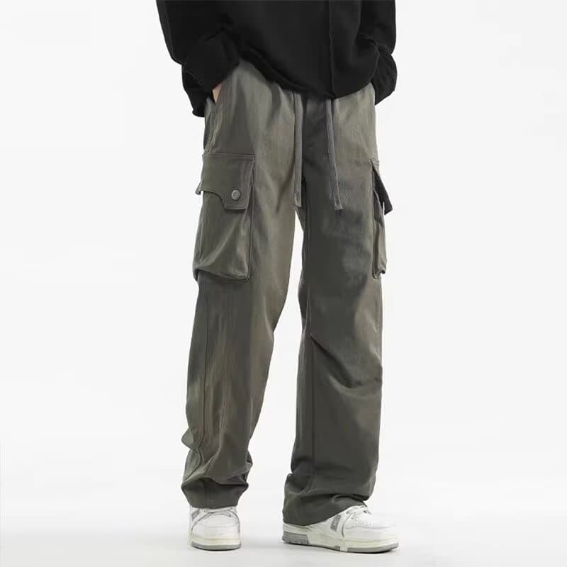 ワイドパンツ メンズ ワイドパンツ メンズ ゆったりシルエット多機能ポケット付きパンツ