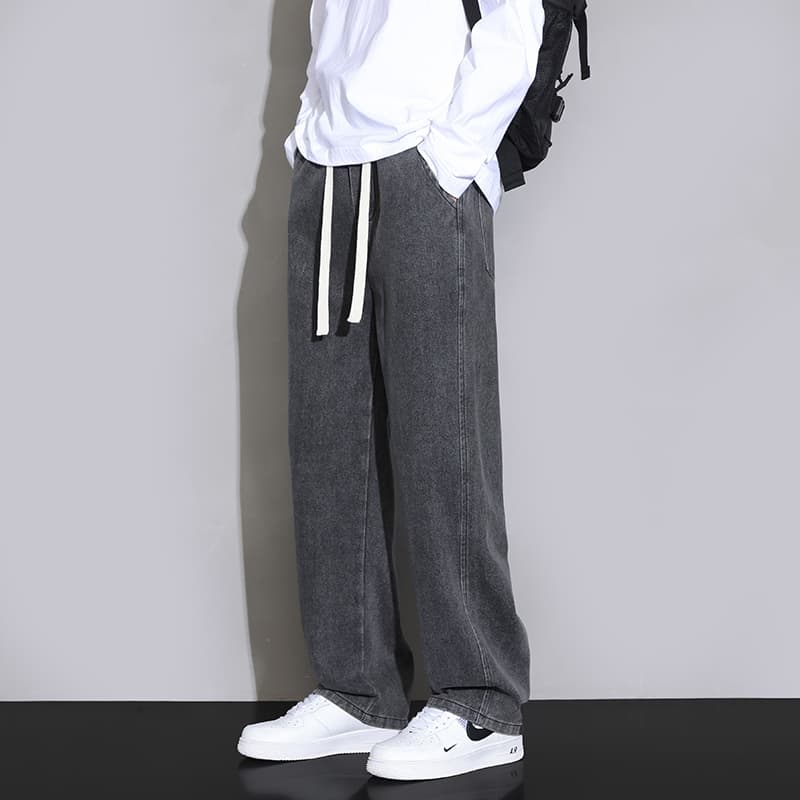 ワイドパンツ メンズ レトロ風ゆったりストレートジーンズ