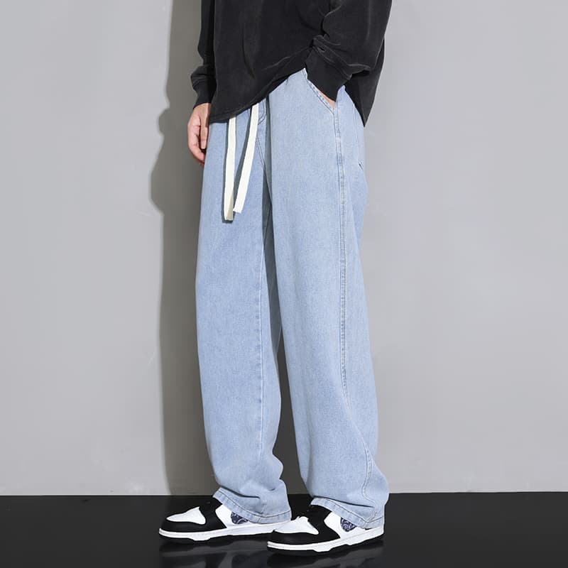 ワイドパンツ メンズ レトロ風ゆったりストレートジーンズ