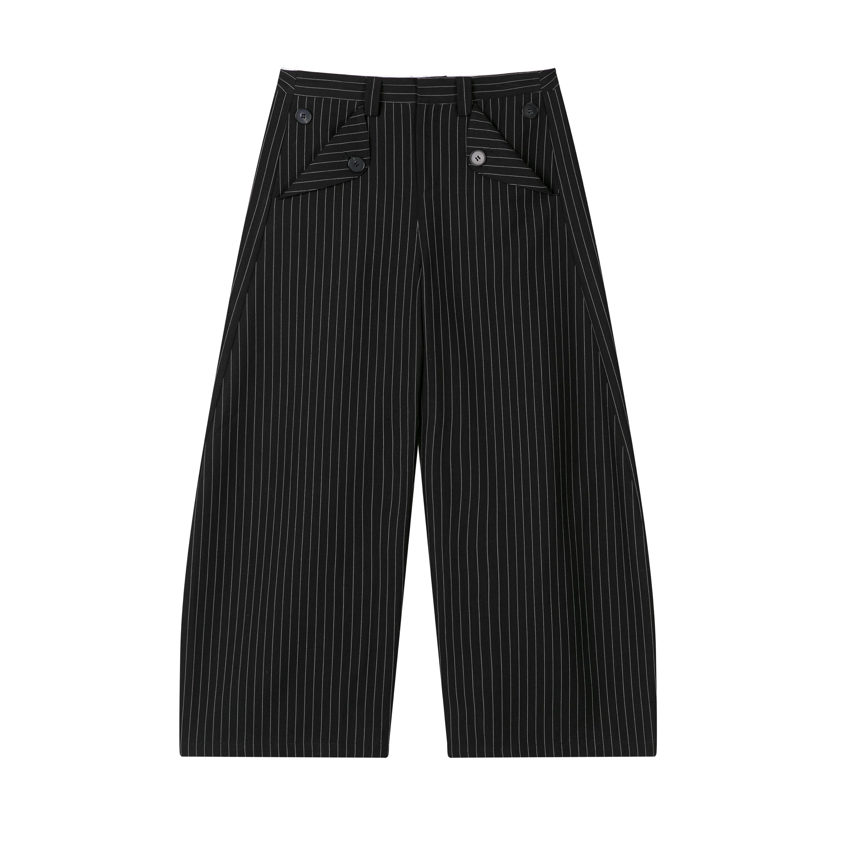 ワイドパンツ メンズ 立体剪裁ストライプワイドスラックス