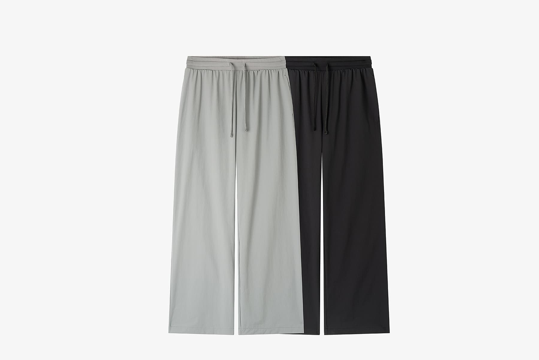 ワイドパンツ メンズ 直線ストレッチナイロンワイドパンツ