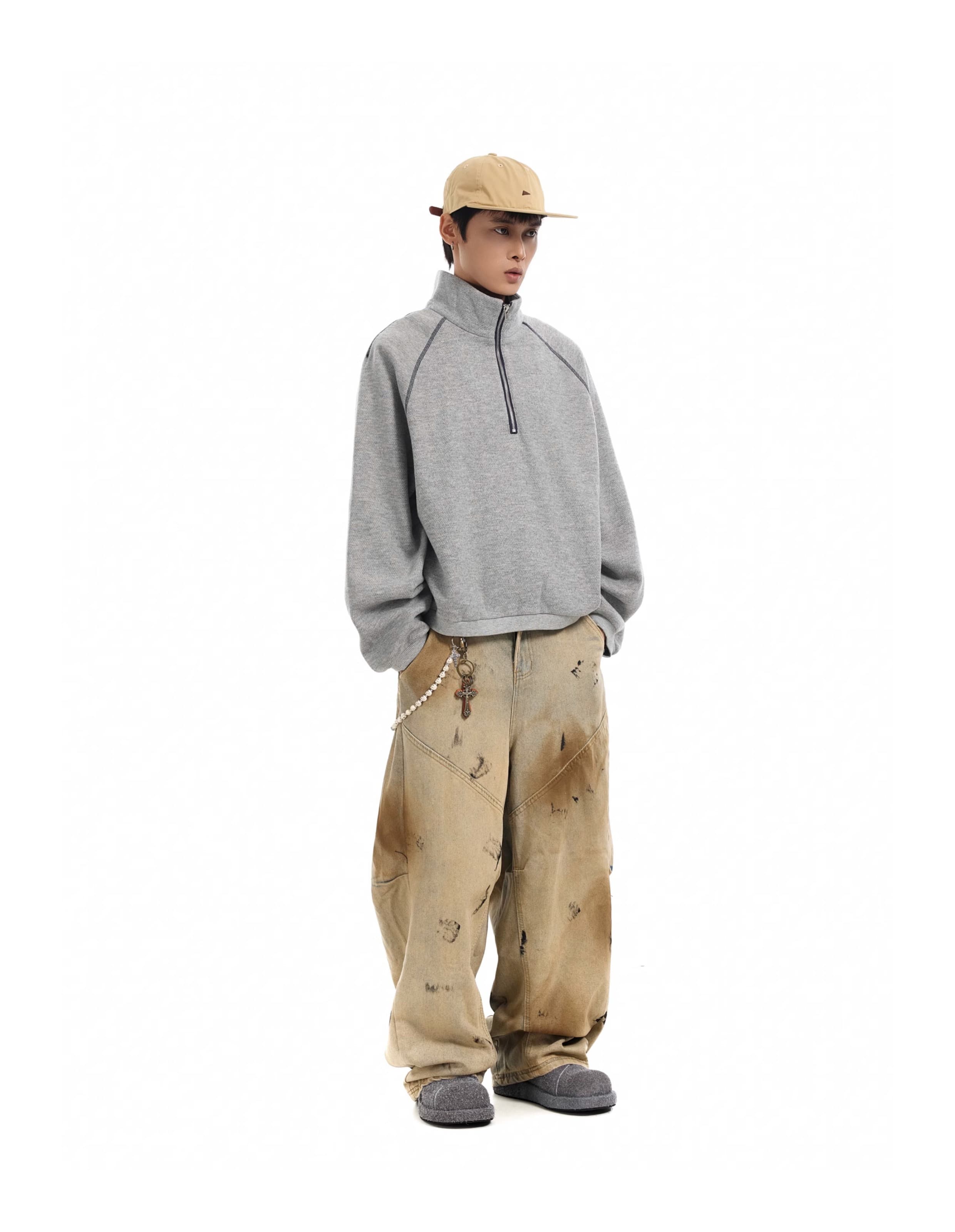 ワイドパンツ メンズ ヴィンテージ加工ワイドデニム