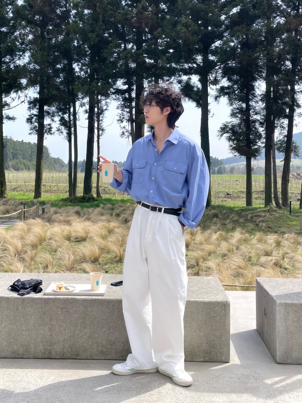 ワイドパンツ メンズ ダブルタック入り ワイドパンツ ストレート