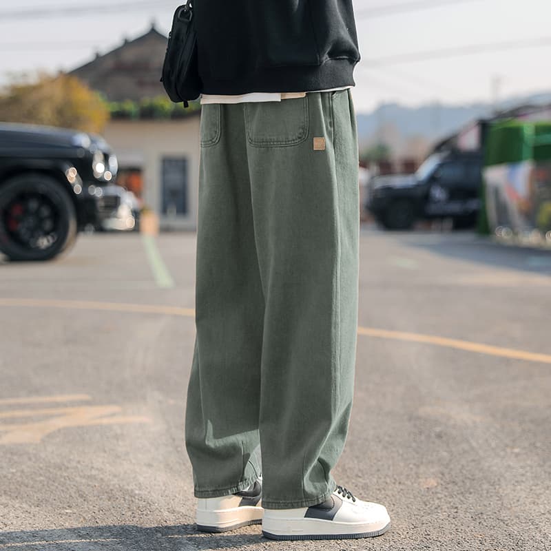 メンズワイドパンツ ゆったりシルエット　ストリート感覚　極上ワイド切替ジーンズ