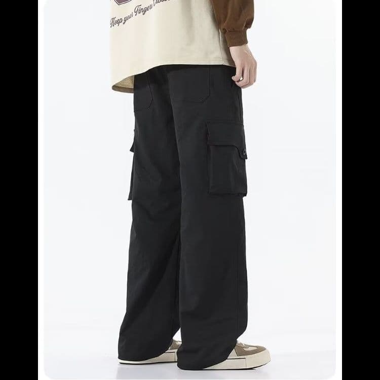 ワイドパンツ メンズ ワイドパンツ メンズ ゆったりシルエット多機能ポケット付きパンツ