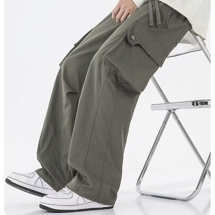 ワイドパンツ メンズ ワイドパンツ メンズ ゆったりシルエット多機能ポケット付きパンツ