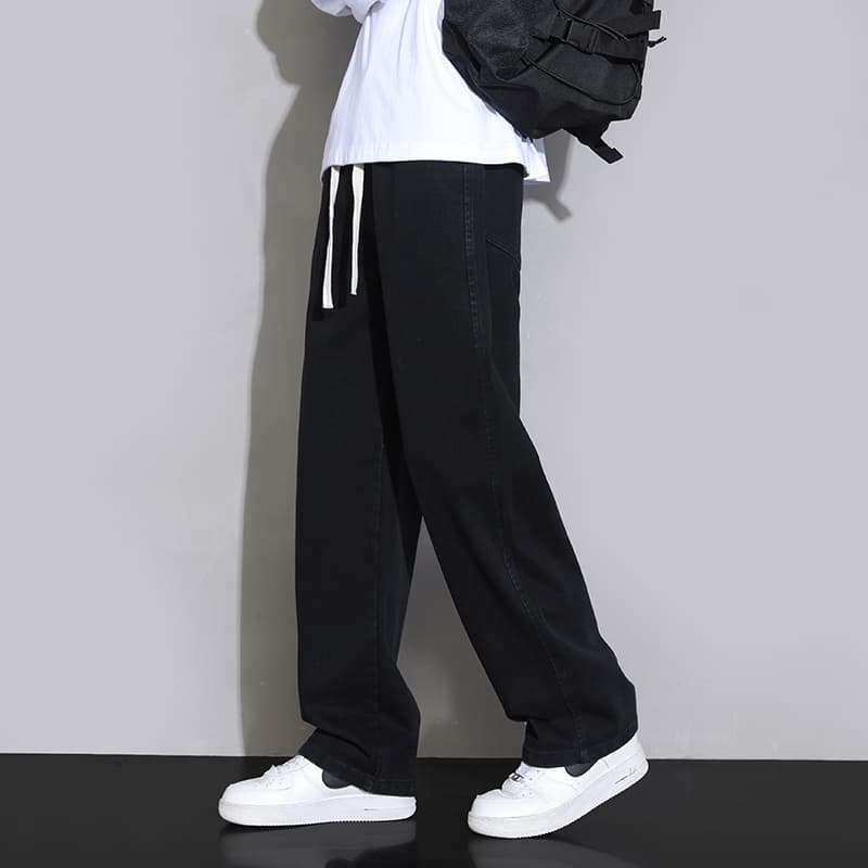 ワイドパンツ メンズ レトロ風ゆったりストレートジーンズ