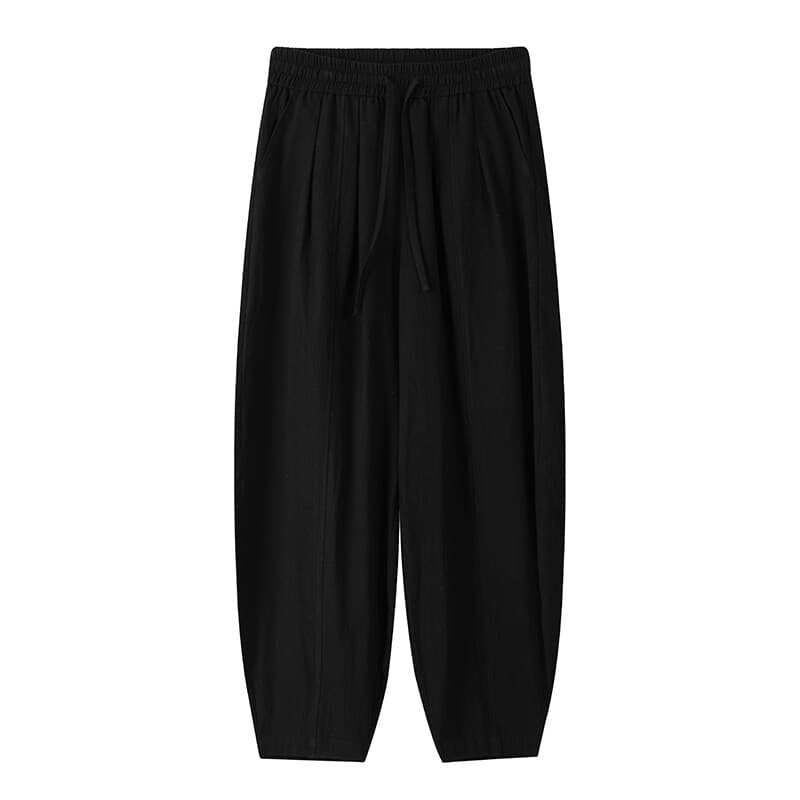 ワイドパンツ メンズ 綿麻素材リラックスワイドパンツ