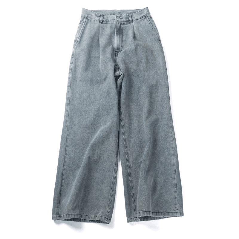 ワイドパンツ メンズ レトロ風グラデーション高腰ワイドジーンズ