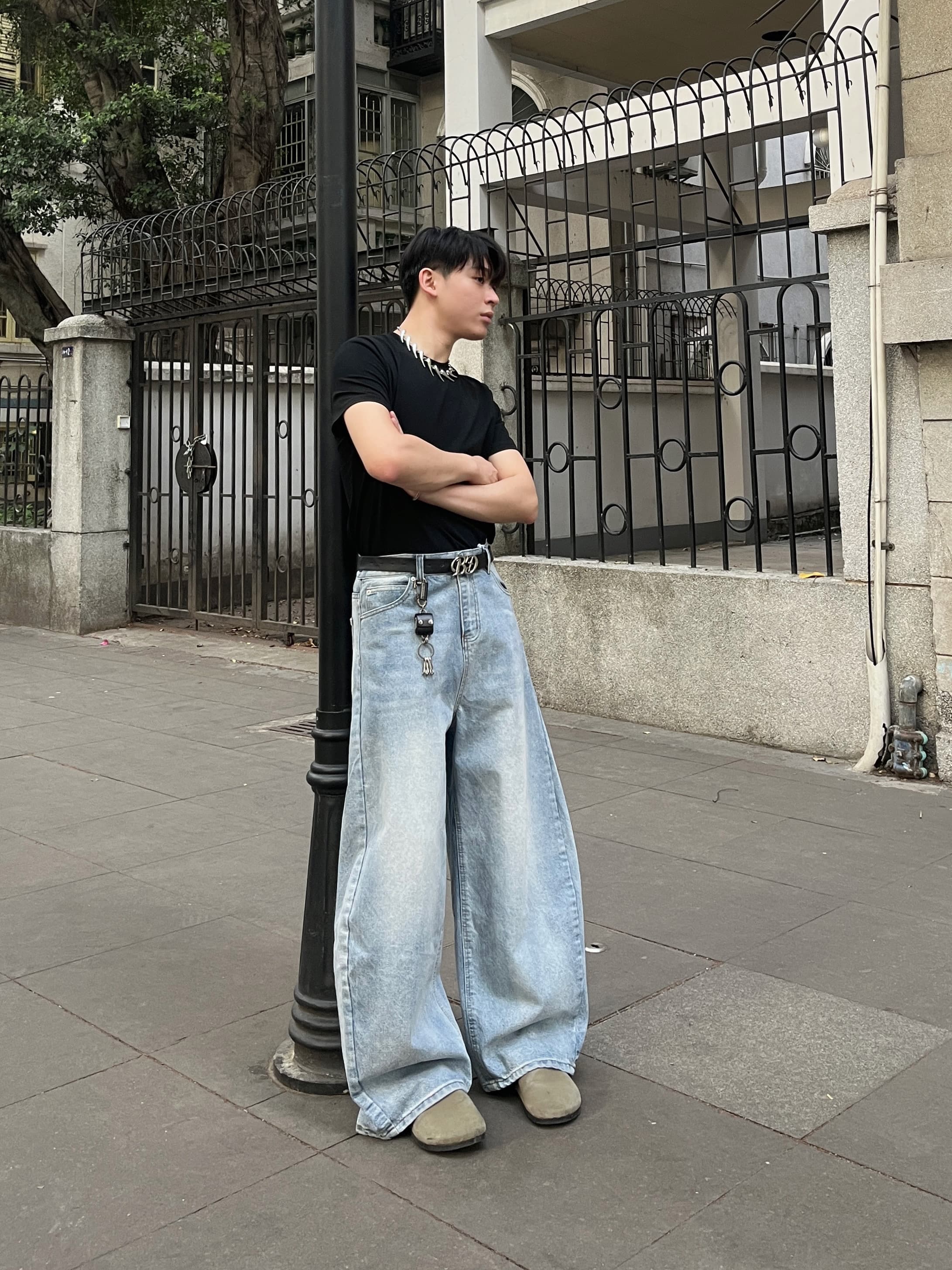 ワイドパンツ メンズ ヴィンテージ加工 ゆったりワイドジーンズ