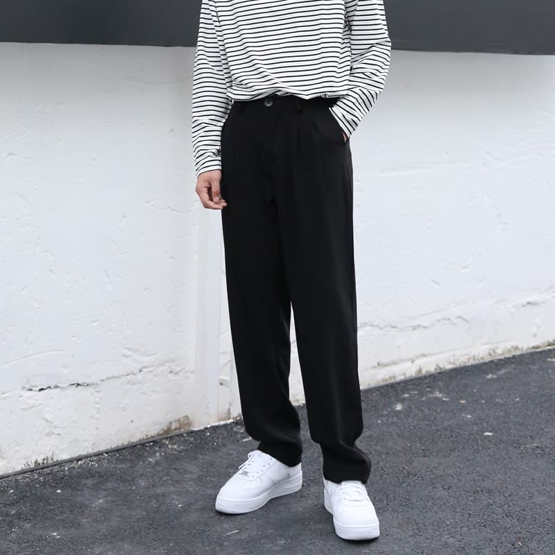 ワイドパンツ メンズ 高身長向け ドレープ感 ストレートワイドパンツ