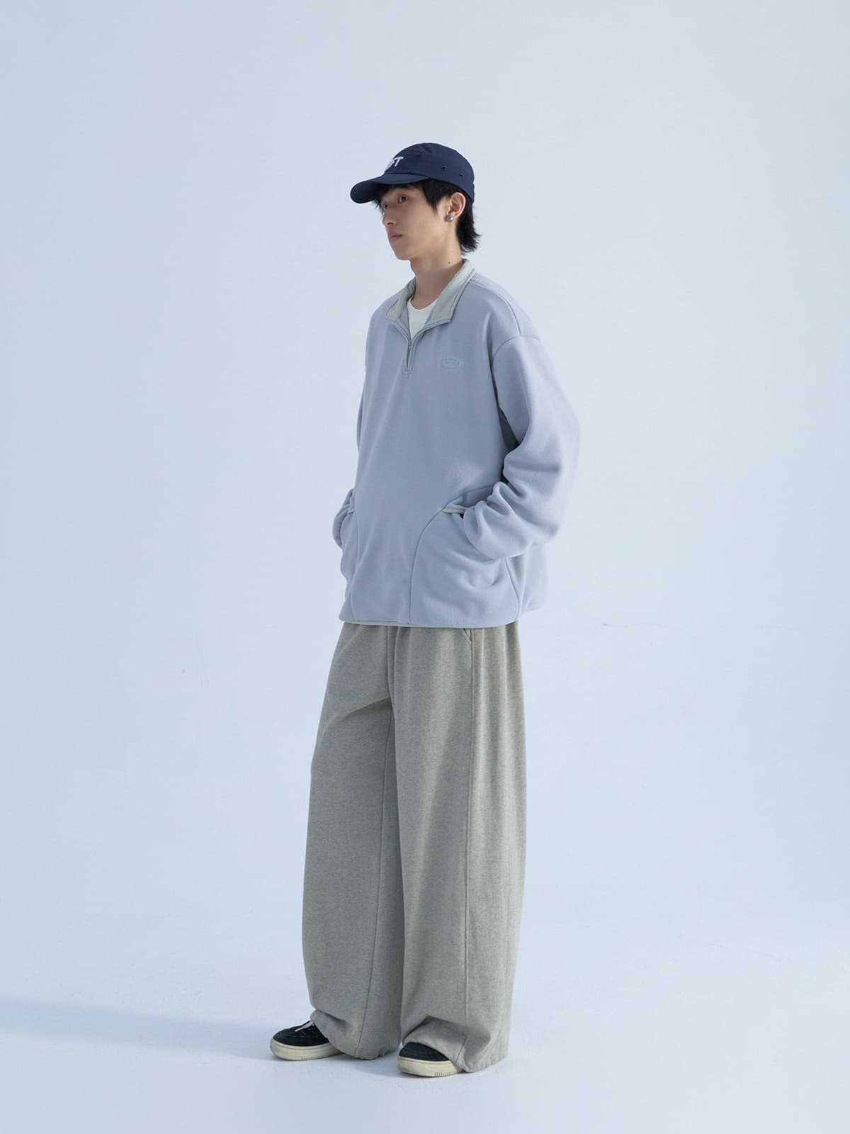 ワイドパンツ メンズ 厚手ニット素材ワイドスウェットパンツ