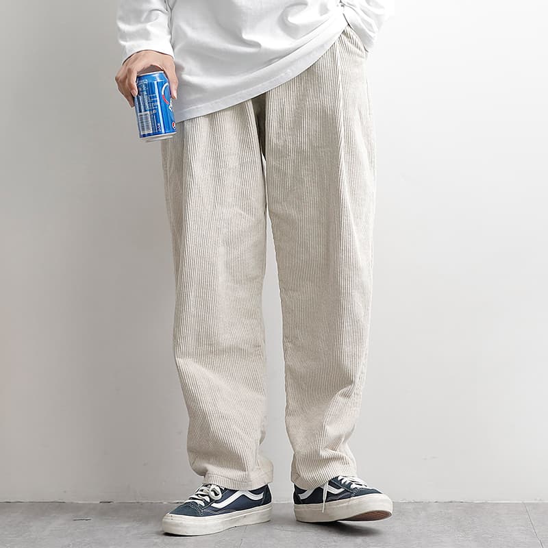 ワイドパンツ メンズ コーデュロイ素材ストレートワイドパンツ