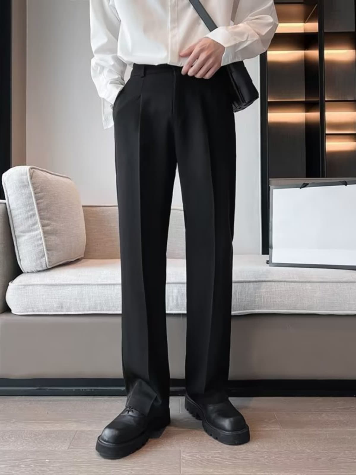 ワイドパンツ メンズ ストレートシルエット ドレープ感 ワイドスラックス