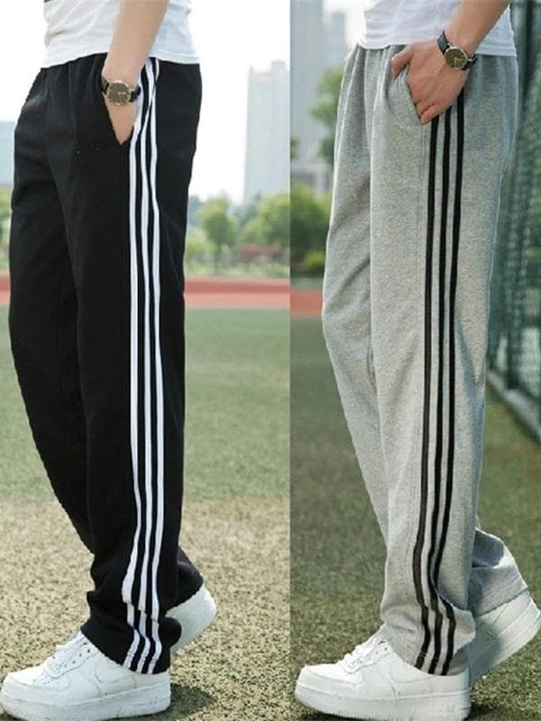 ワイドパンツ メンズ ワイドパンツ メンズ 三本ライン入りゆったりスウェットパンツ