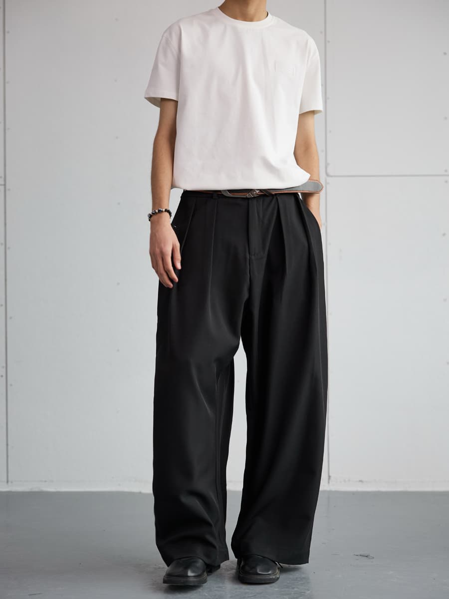 ワイドパンツ メンズ ワイドパンツ メンズ ゆったりシルエット 上品スラックス
