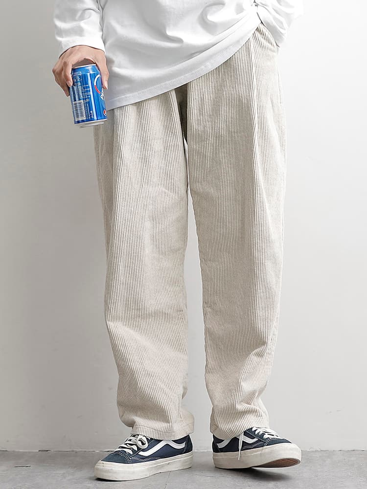 ワイドパンツ メンズ コーデュロイ素材ストレートワイドパンツ