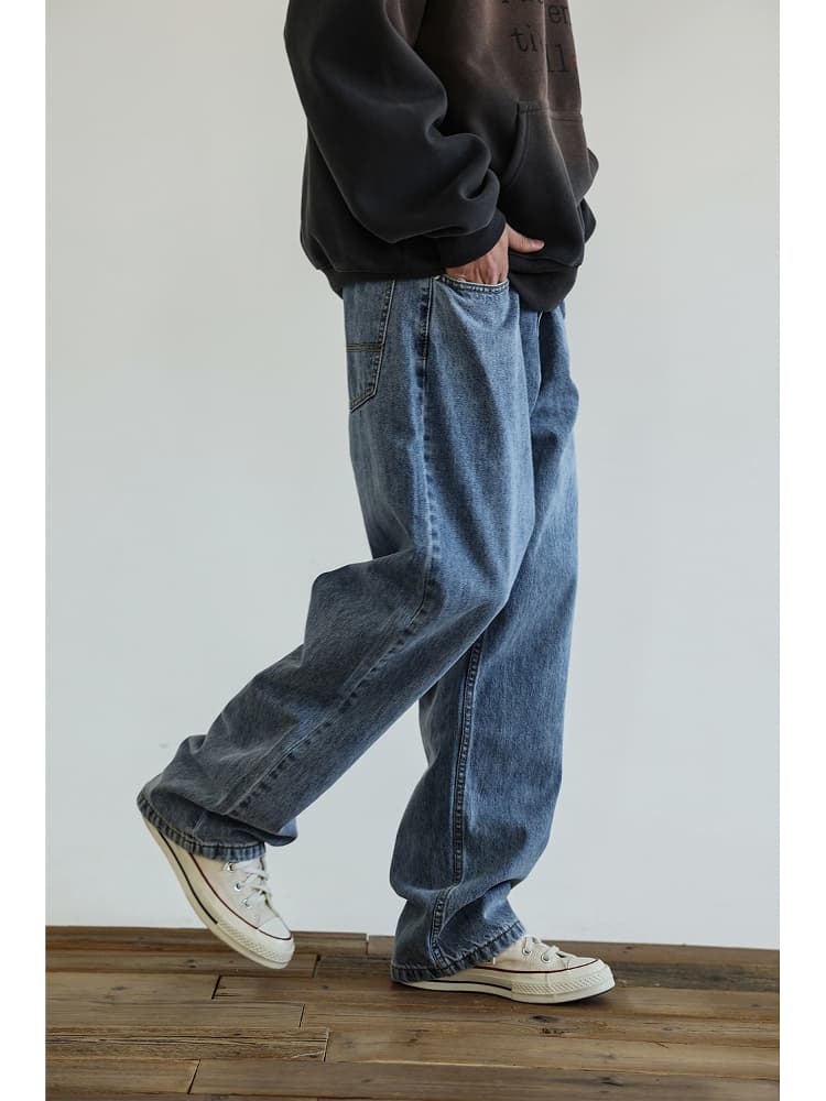 ワイドパンツ メンズ ワイドパンツ メンズ ゆったり快適ストレートデニム