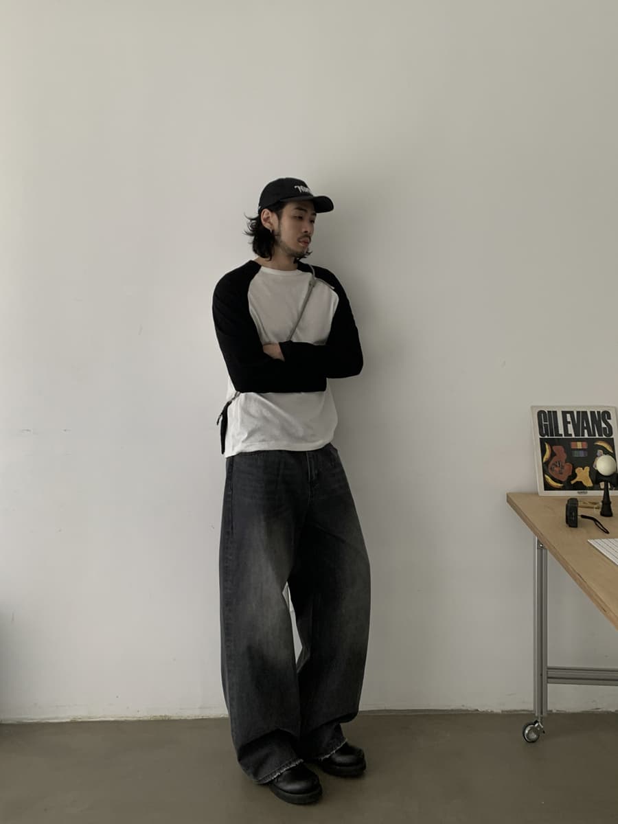 ワイドパンツ メンズ ヴィンテージ加工ゆったりストレートジーンズ