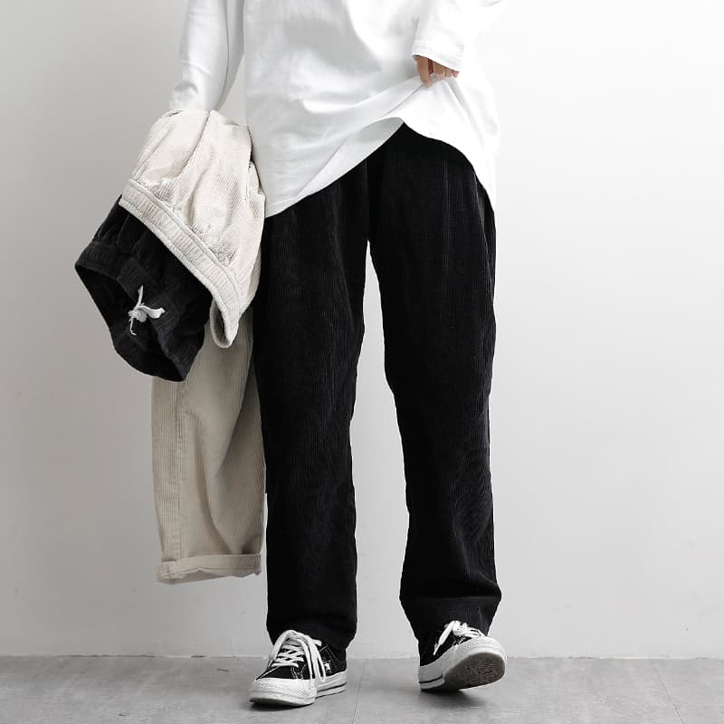 ワイドパンツ メンズ コーデュロイ素材ストレートワイドパンツ