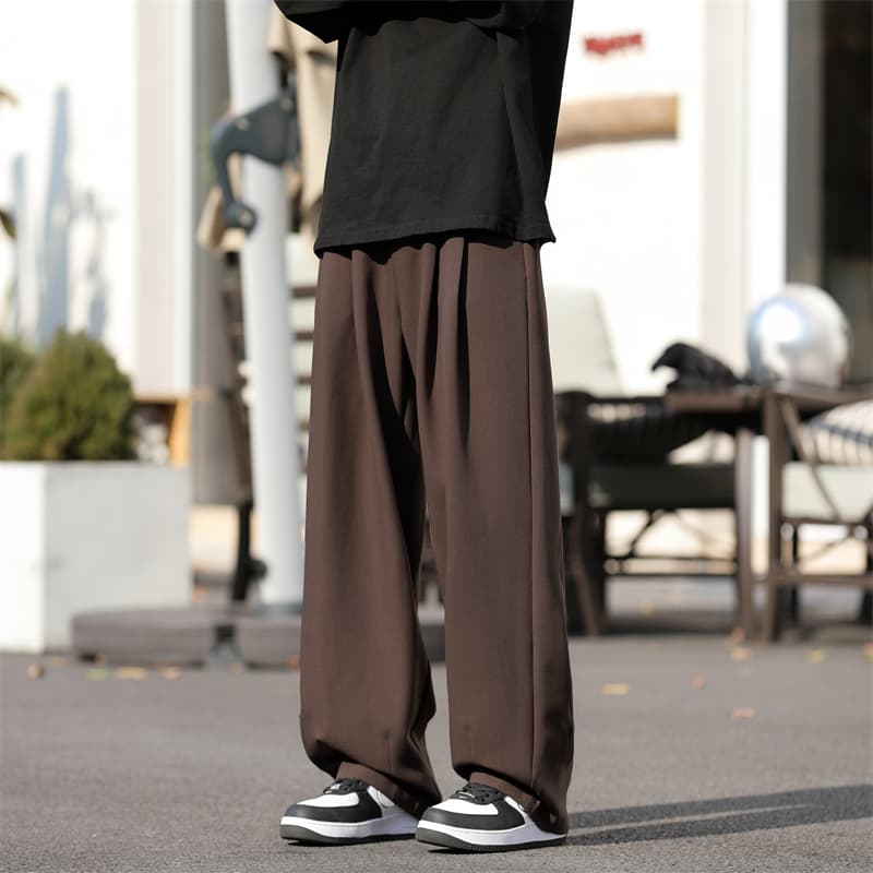 ワイドパンツ メンズ レトロテイスト ドレープ ワイドパンツ