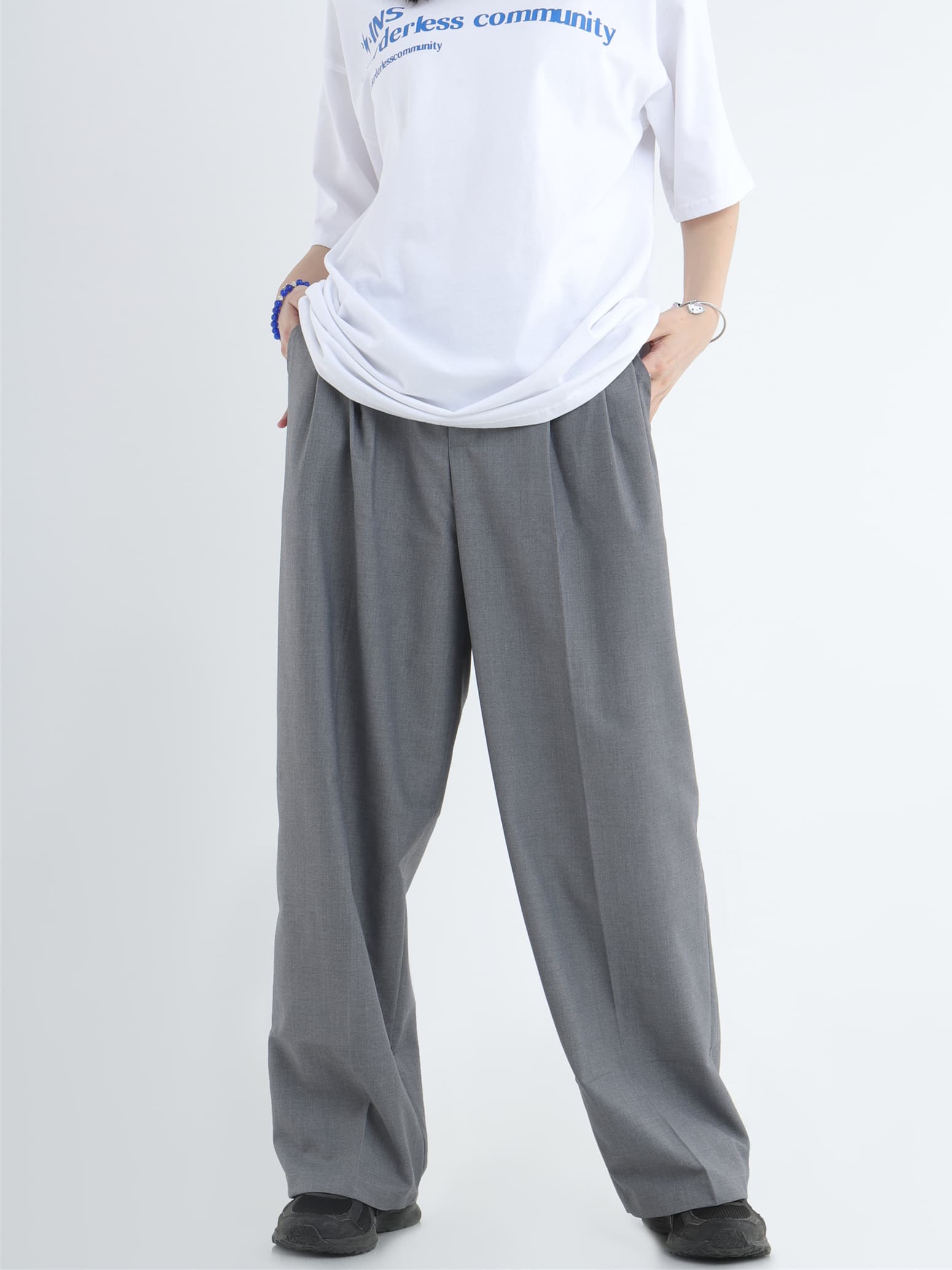 ワイドパンツ メンズ プリーツ加工ドレープワイドスラックス