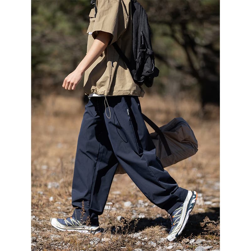 ワイドパンツ メンズ 多機能ポケット付きゆったりシルエット長ズボン