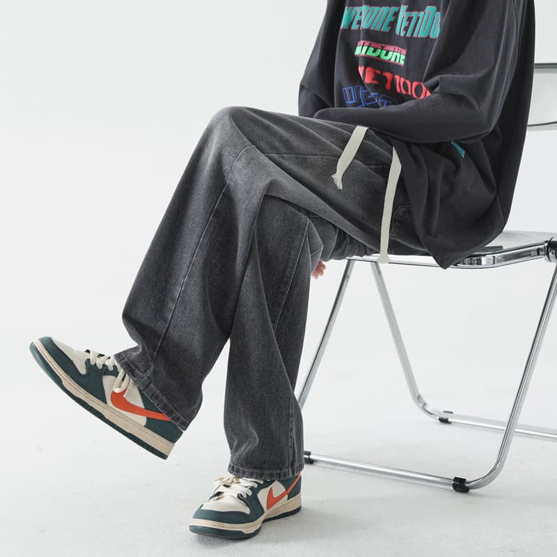 ワイドパンツ メンズ ワイドパンツ メンズ ゆったりデニム ドローコード ワイドパンツ