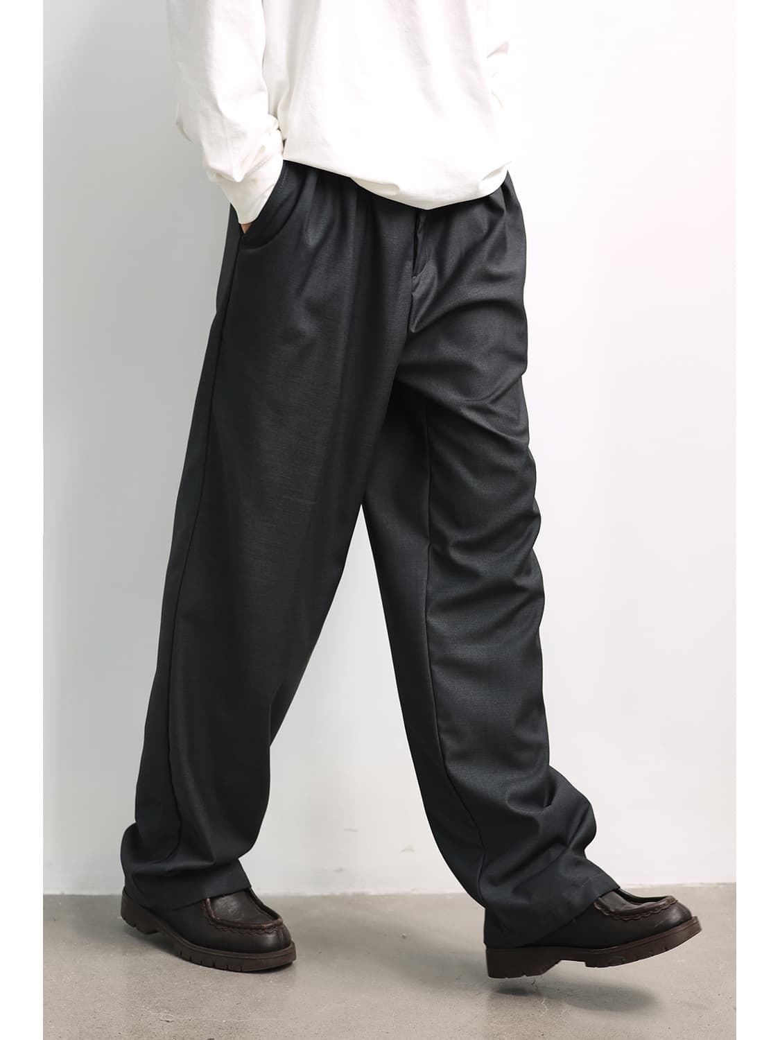 ワイドパンツ メンズ ドレープ感ストレートワイドパンツ