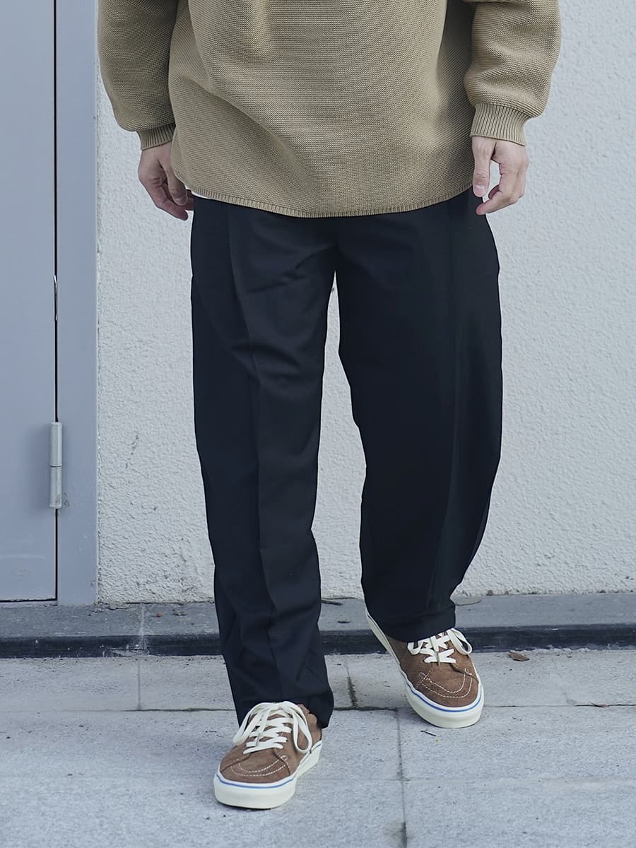 ワイドパンツ メンズ ダブルプリーツ ワイドスラックス