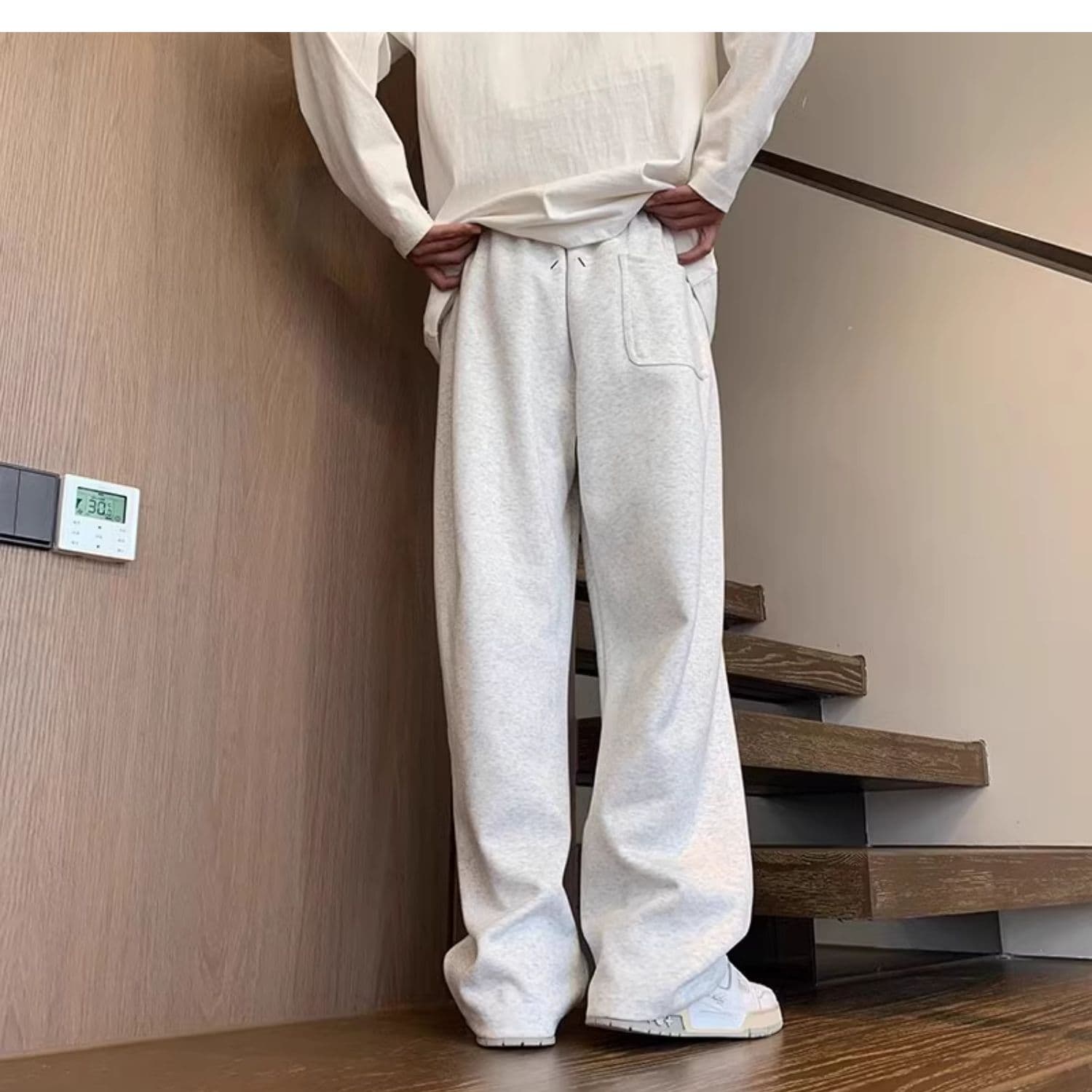 ワイドパンツ メンズ ワイドパンツ メンズ ゆったりとろみスウェットワイドパンツ