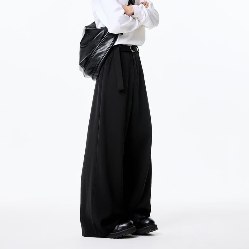 ワイドパンツ メンズ ワイドパンツ メンズ 洗練ゆったりロングスラックス