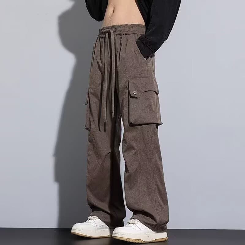 ワイドパンツ メンズ ワイドパンツ メンズ ゆったりシルエット多機能ポケット付きパンツ