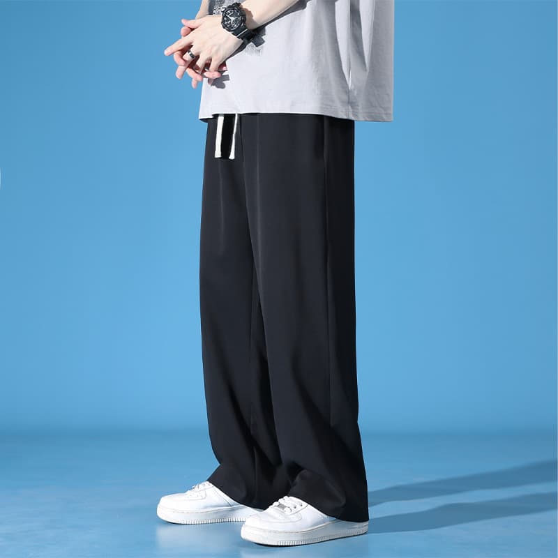 ワイドパンツ メンズ ドレープ感絹のような質感ワイドパンツ