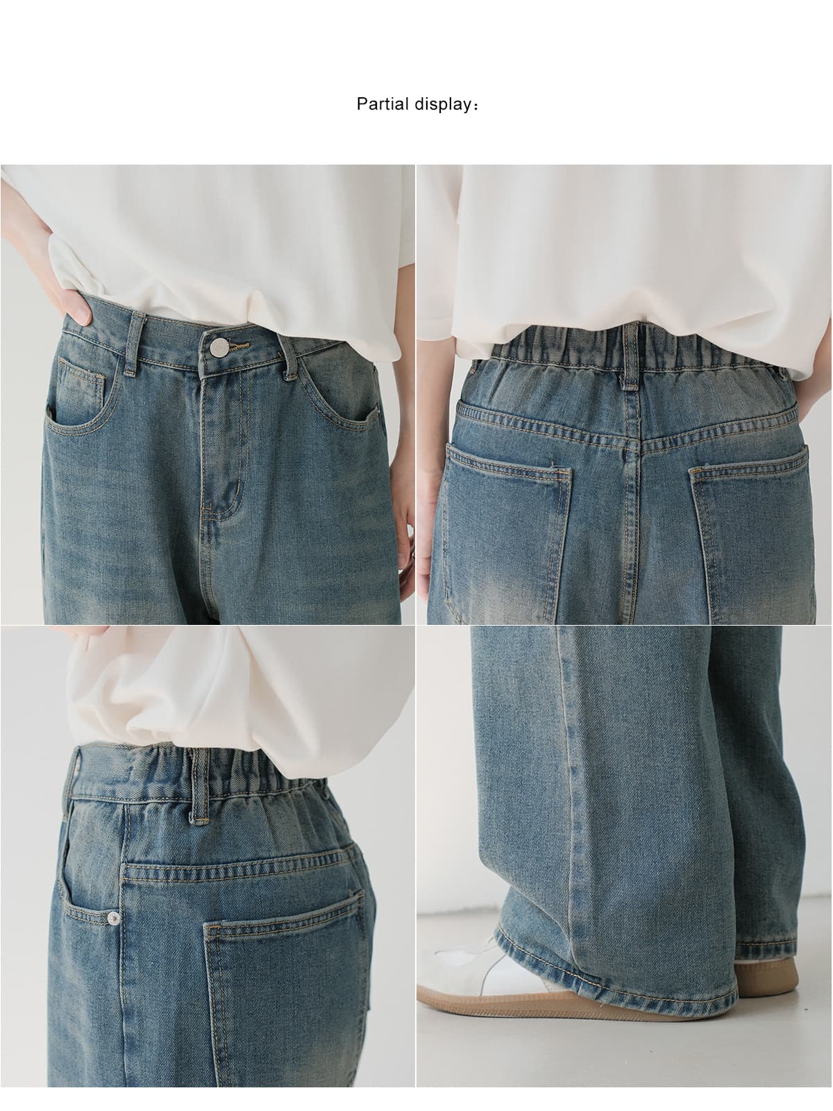 ワイドパンツ メンズ 半ゴム素材使用 ストレートワイドジーンズ