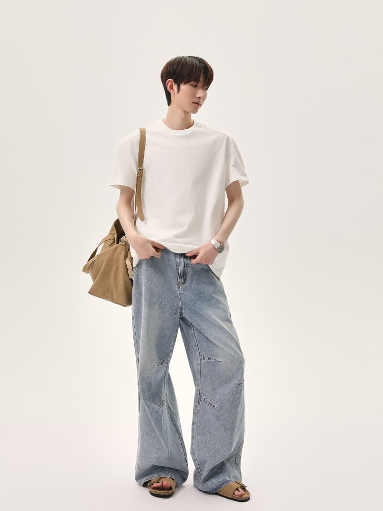 ワイドパンツ メンズ ワイドパンツ メンズ 立体裁断ゆったりデニム
