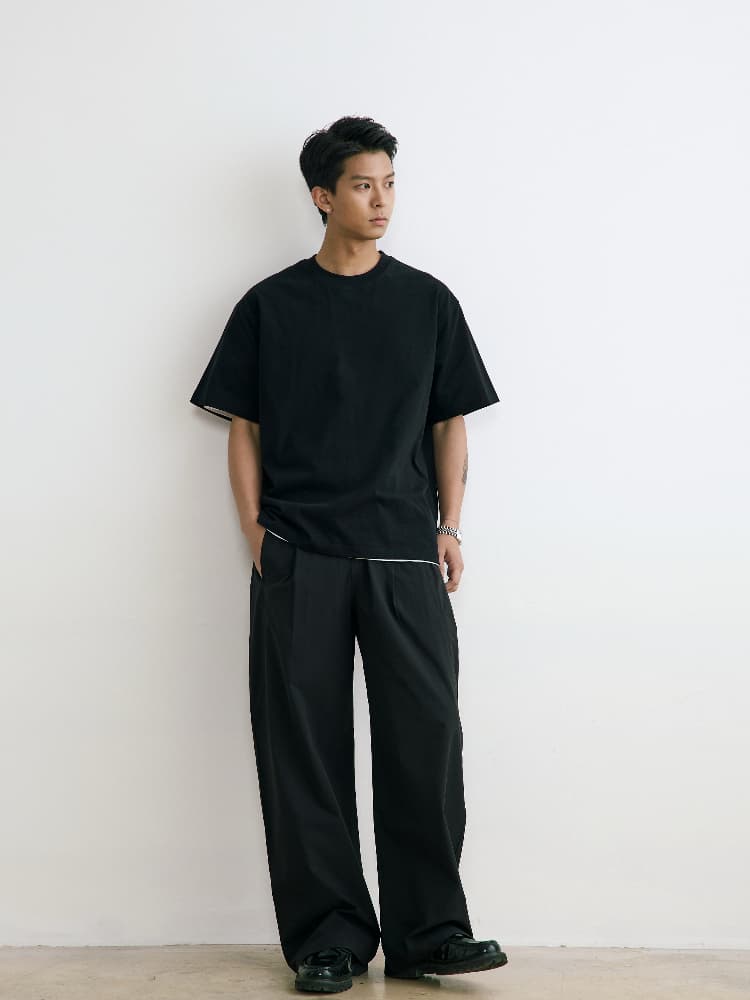 ワイドパンツ メンズ 涼感軽量ワイドスラックス