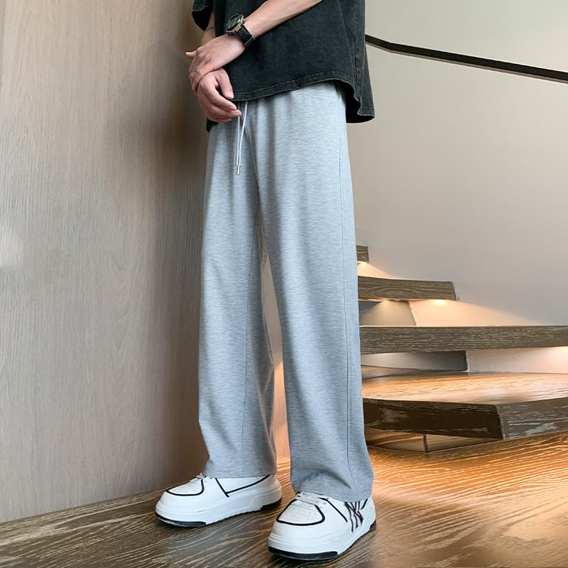 ワイドパンツ メンズ リラックスワイドストレートスウェットパンツ