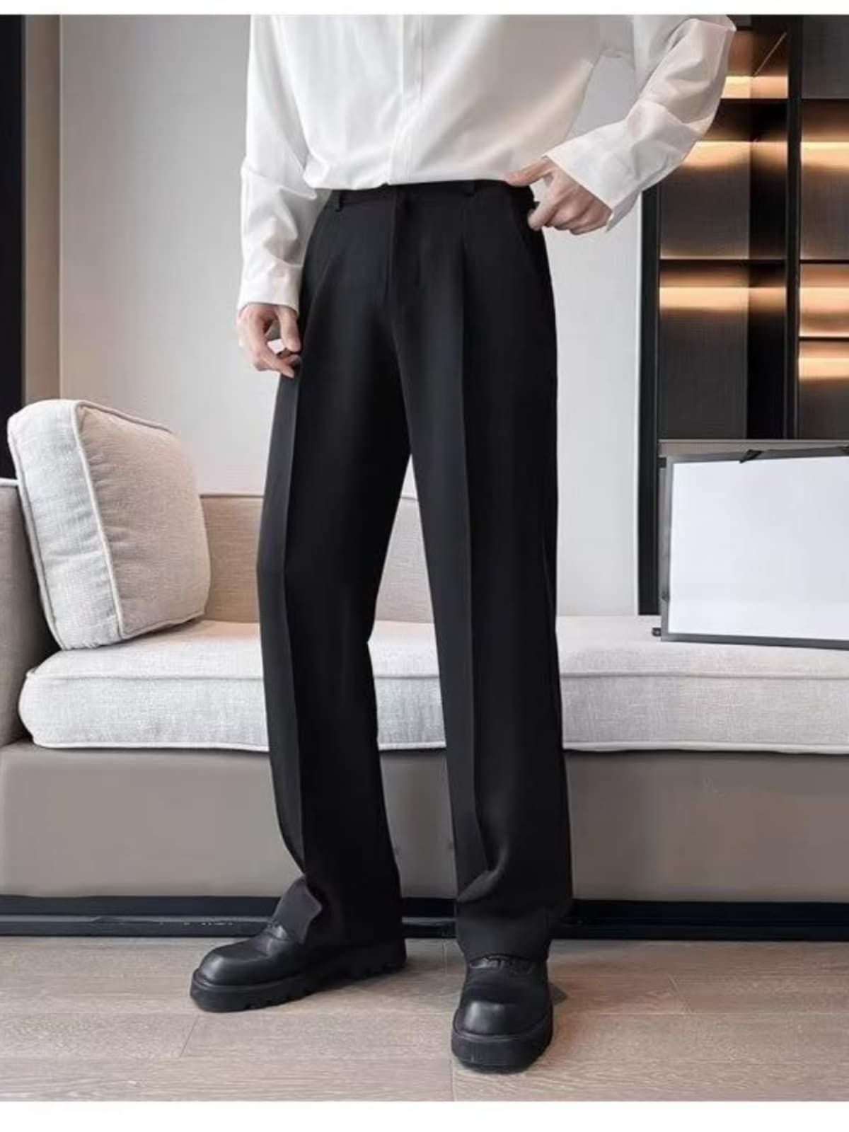 ワイドパンツ メンズ ストレートシルエット ドレープ感 ワイドスラックス