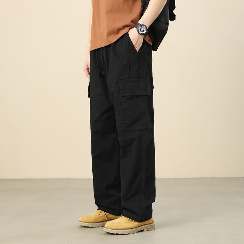 ワイドパンツ メンズ 綿100％ストレートワイドカーゴパンツ