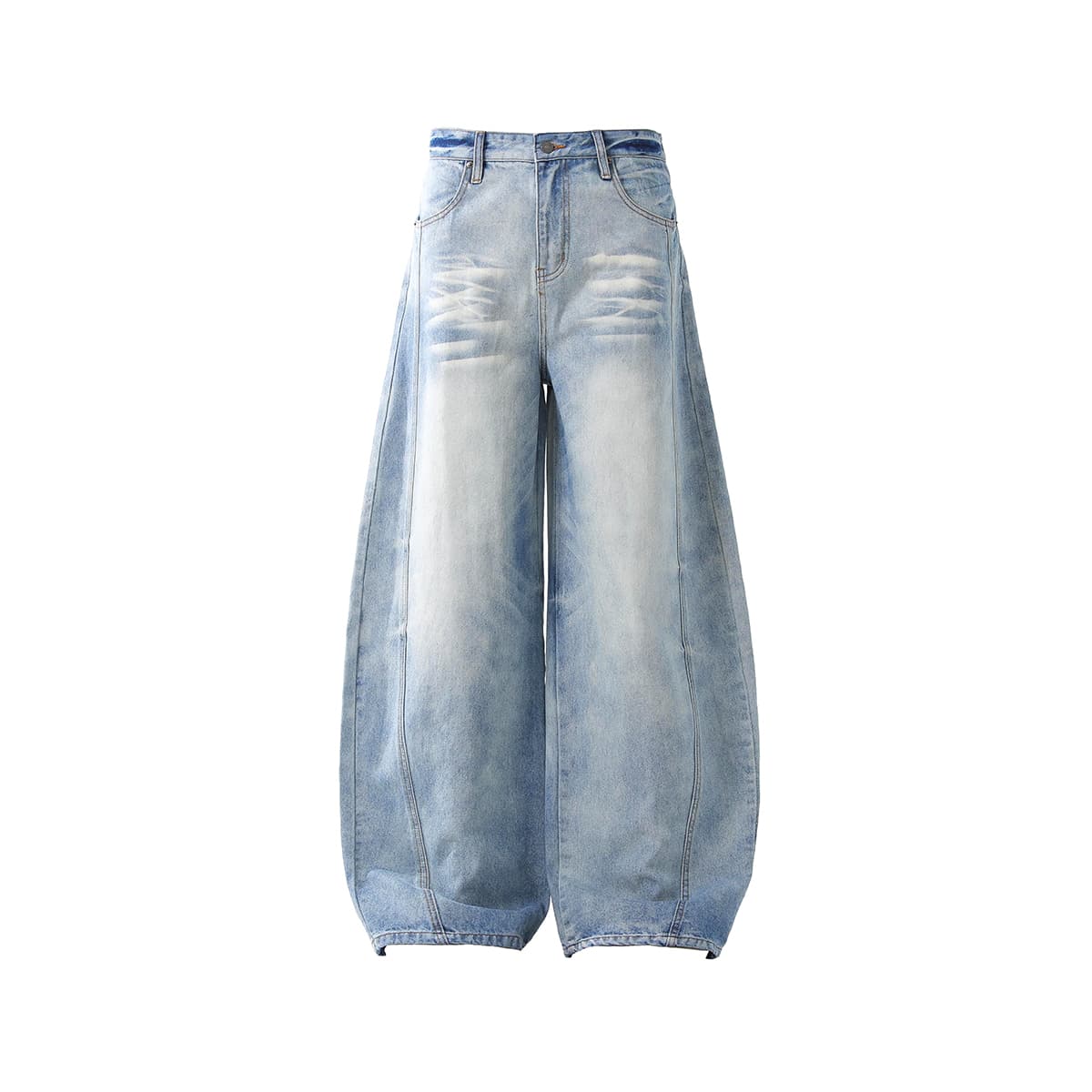 ワイドパンツ メンズ ウォッシュ加工極太ワイドデニムパンツ