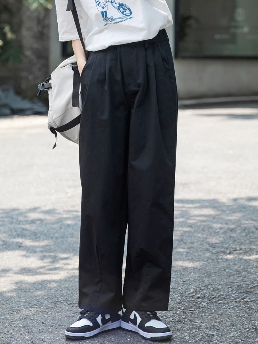 ワイドパンツ メンズ ゆったり高腰ストレートワイドパンツ