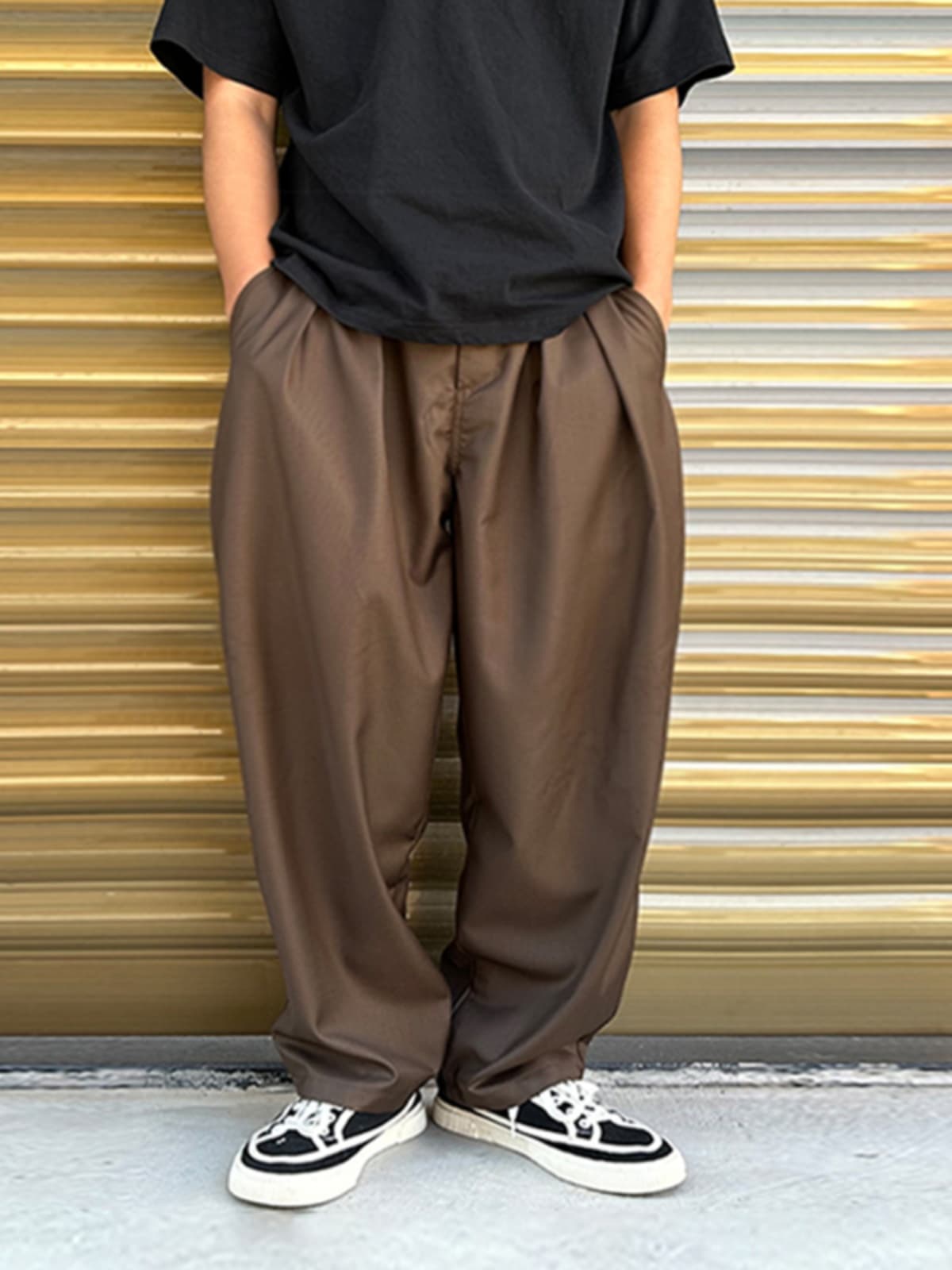 ワイドパンツ メンズ 上質感ワイドハレムスラックス