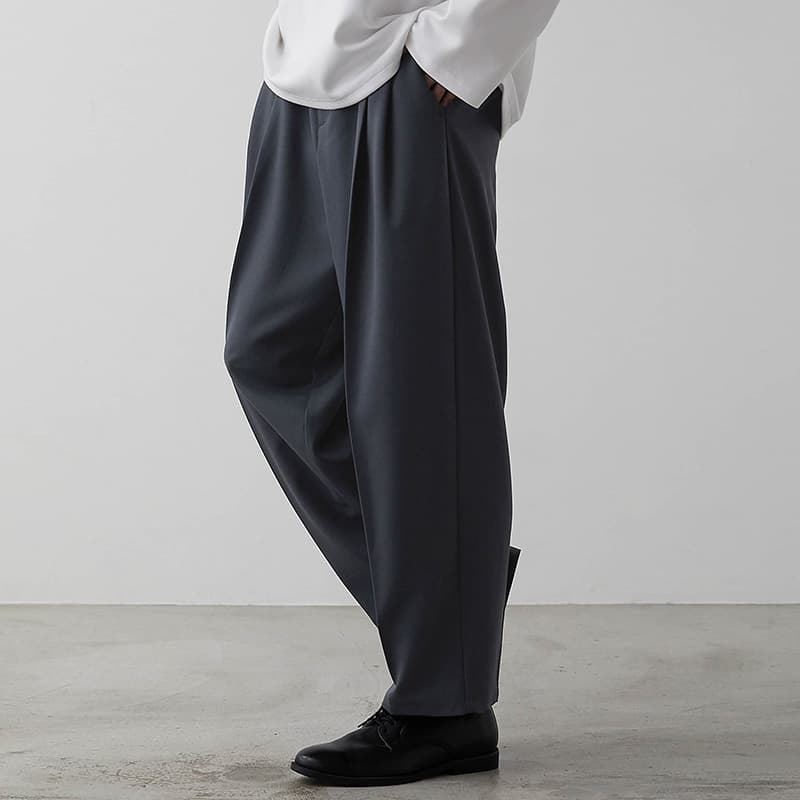 ワイドパンツ メンズ ワイドパンツ メンズ 洗練ドレープワイドスラックス