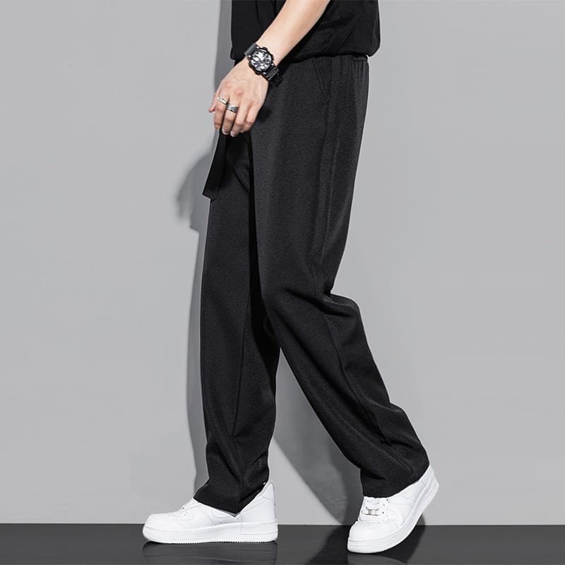 ワイドパンツ メンズ シルクタッチ素材ゆったりワイドパンツ