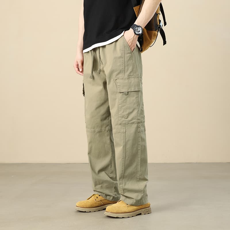 ワイドパンツ メンズ 綿100％ストレートワイドカーゴパンツ